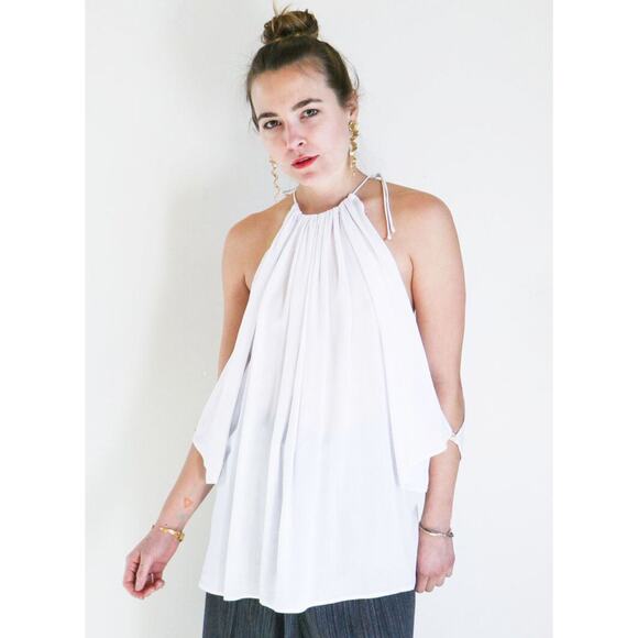 Shaina Mote Reyes Top Bleach White Size 8 - Picture 4 of 13